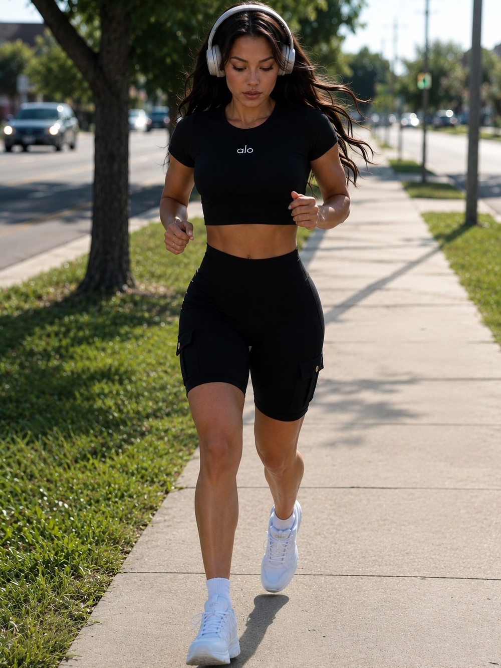 High-Rise Black Bike Shorts with Side Pockets (New Without Tags)